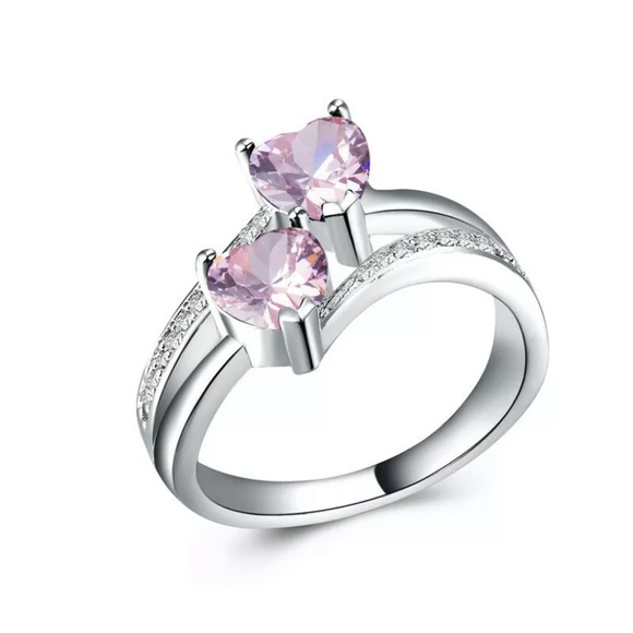 NEW Pink Sapphire Heart To Heart Size 9 - Picture 5 of 5